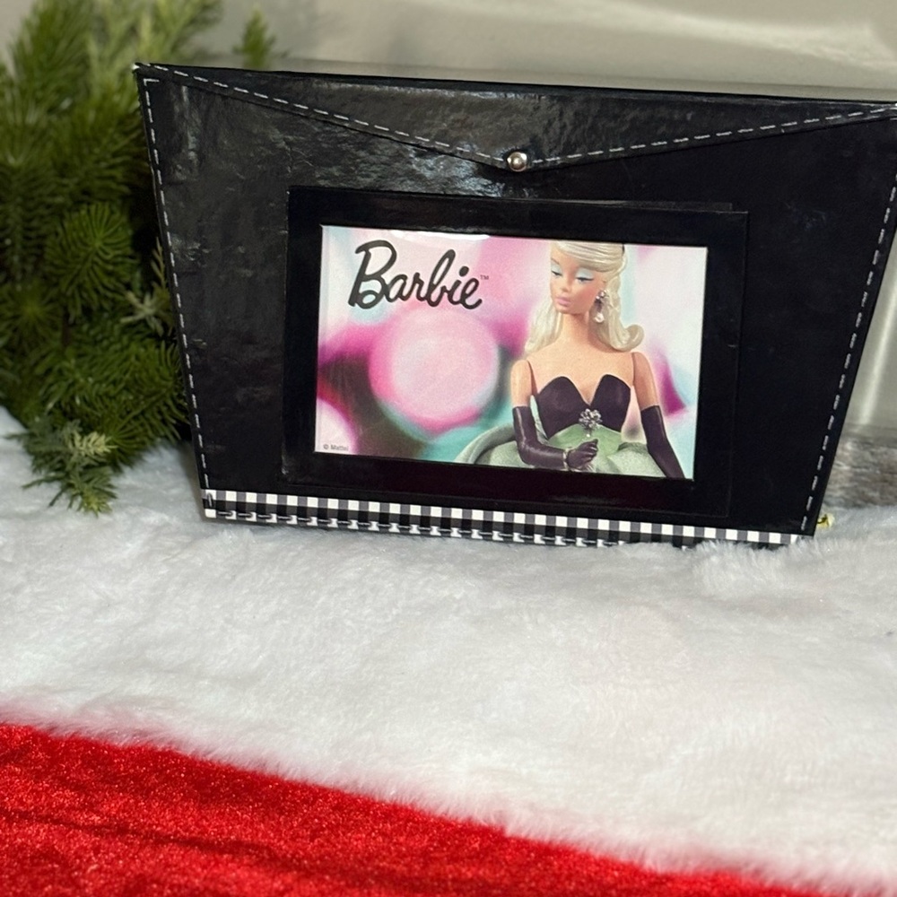 Black Barbie Photo Storage Photo Box Checkered Detail